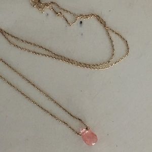 Dogeared Necklace - pink/light coral stone